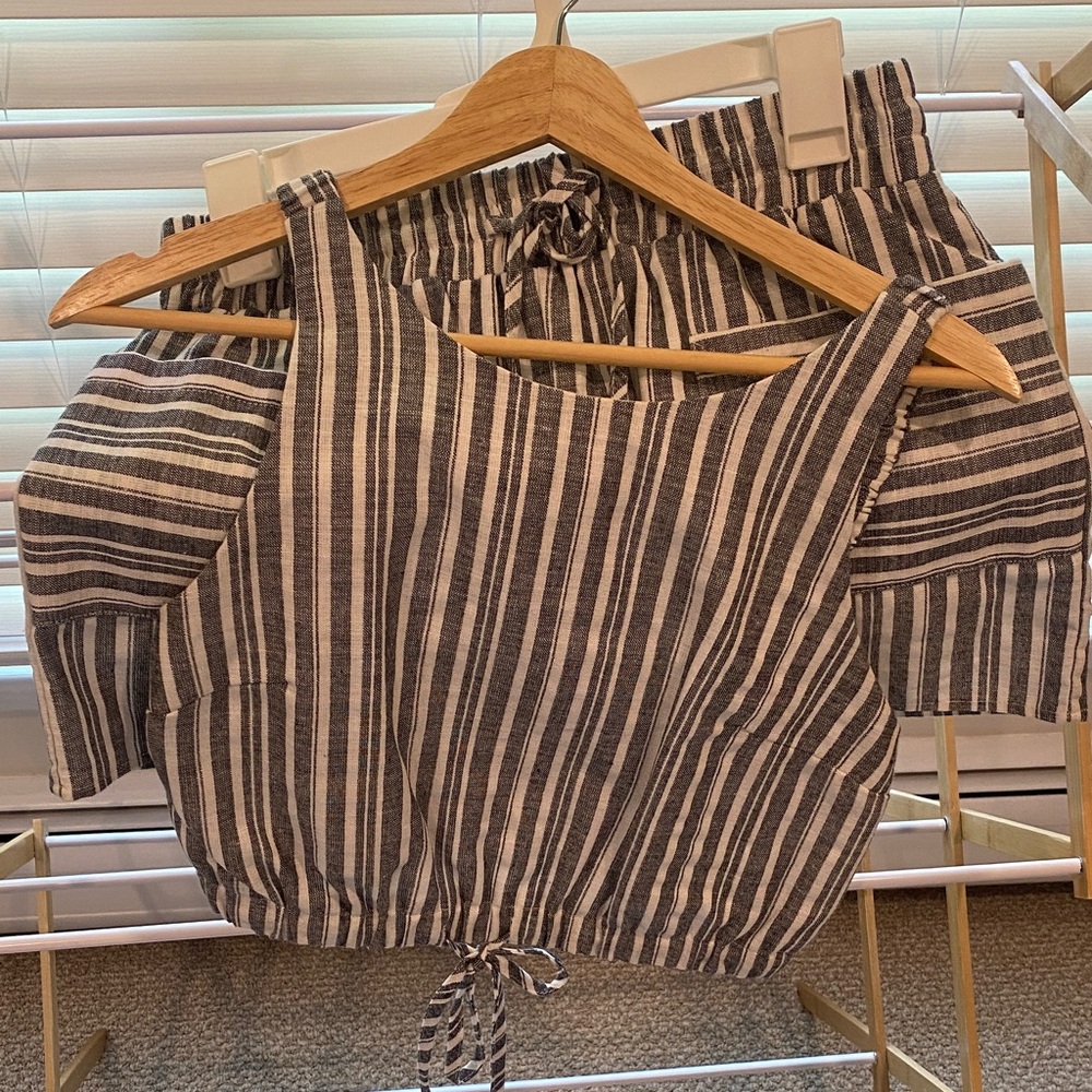 HYFVE Black and White Striped Tank Top